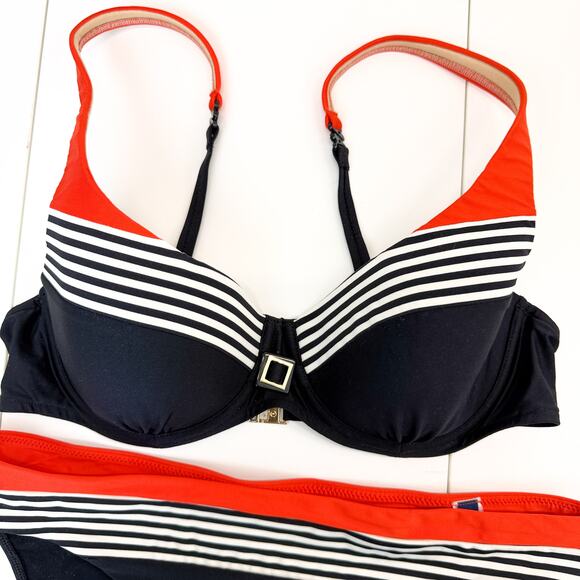 Marie Jo Matching Bikini Set Black Orange Swim - 34B Size S - Picture 2 of 7